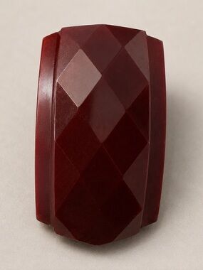 Vintage Catalin Oxblood Dress Clip 2” Faceted Geometric Art Deco Translucent